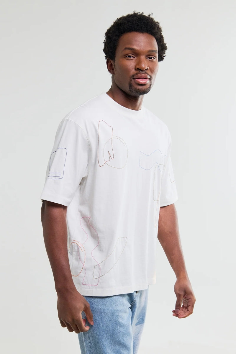 Wholesale,Wax London, Wax London Ecru Organic Cotton Embroidered Shapes T-Shirt, Cream, Small-44-TagSMedium-46-TagMLarge-48-TagLExtra Large-50-TagXLExtra Extra Large-52-TagXXL