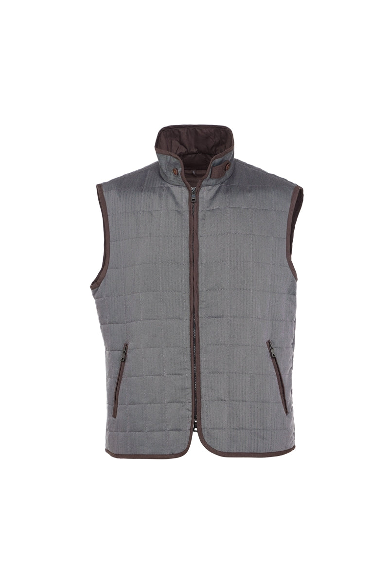 Wholesale,Luchiano Visconti, Luchiano Visconti Melange Brown Double Zip Quilted Performance Vest, Brown, Medium-43-TagM