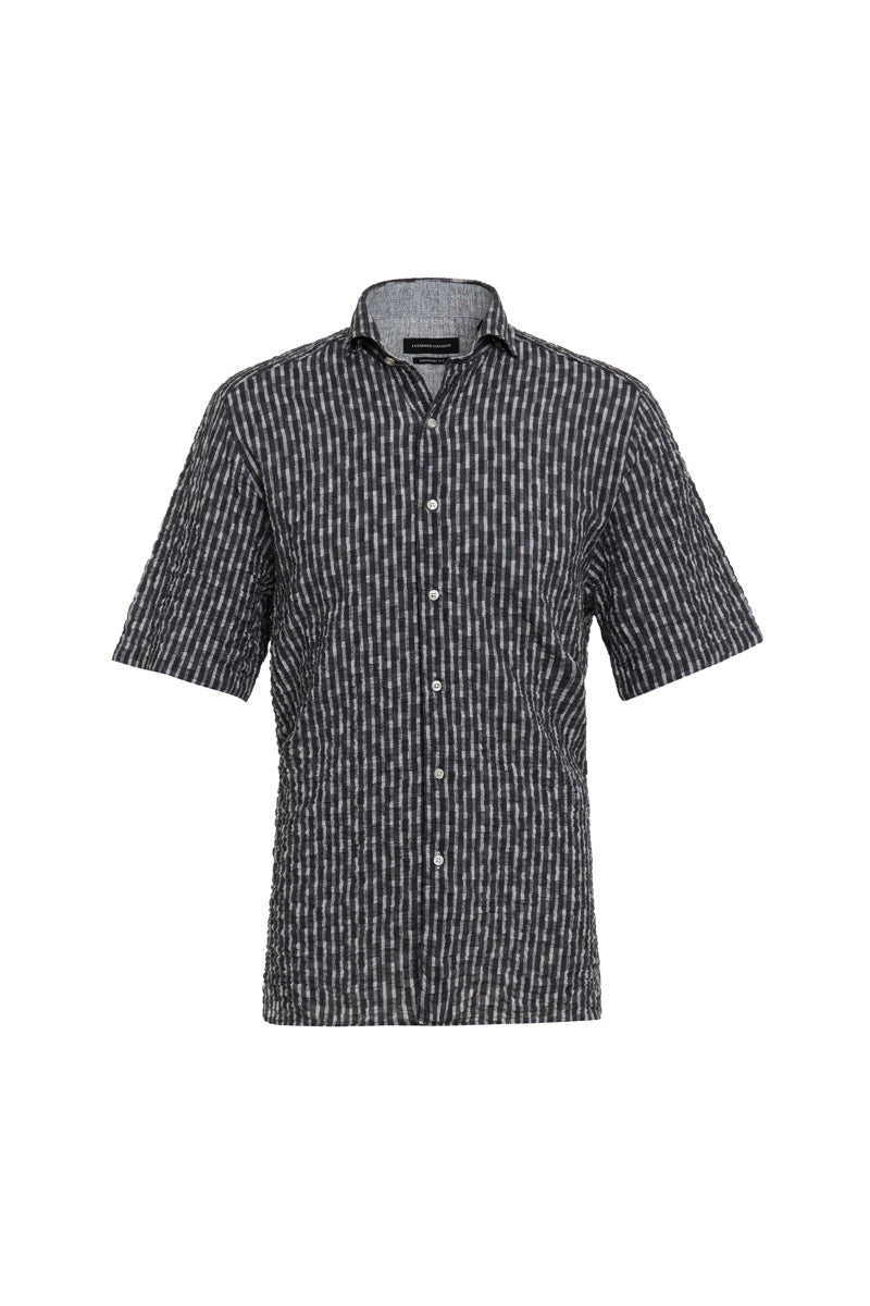 Wholesale,Luchiano Visconti, Luchiano Visconti Grey Stripe Seersucker Stretch Shirt, Grey, Medium-43-TagMLarge-46-TagLExtra Large-49-TagXLSmall-40-TagS