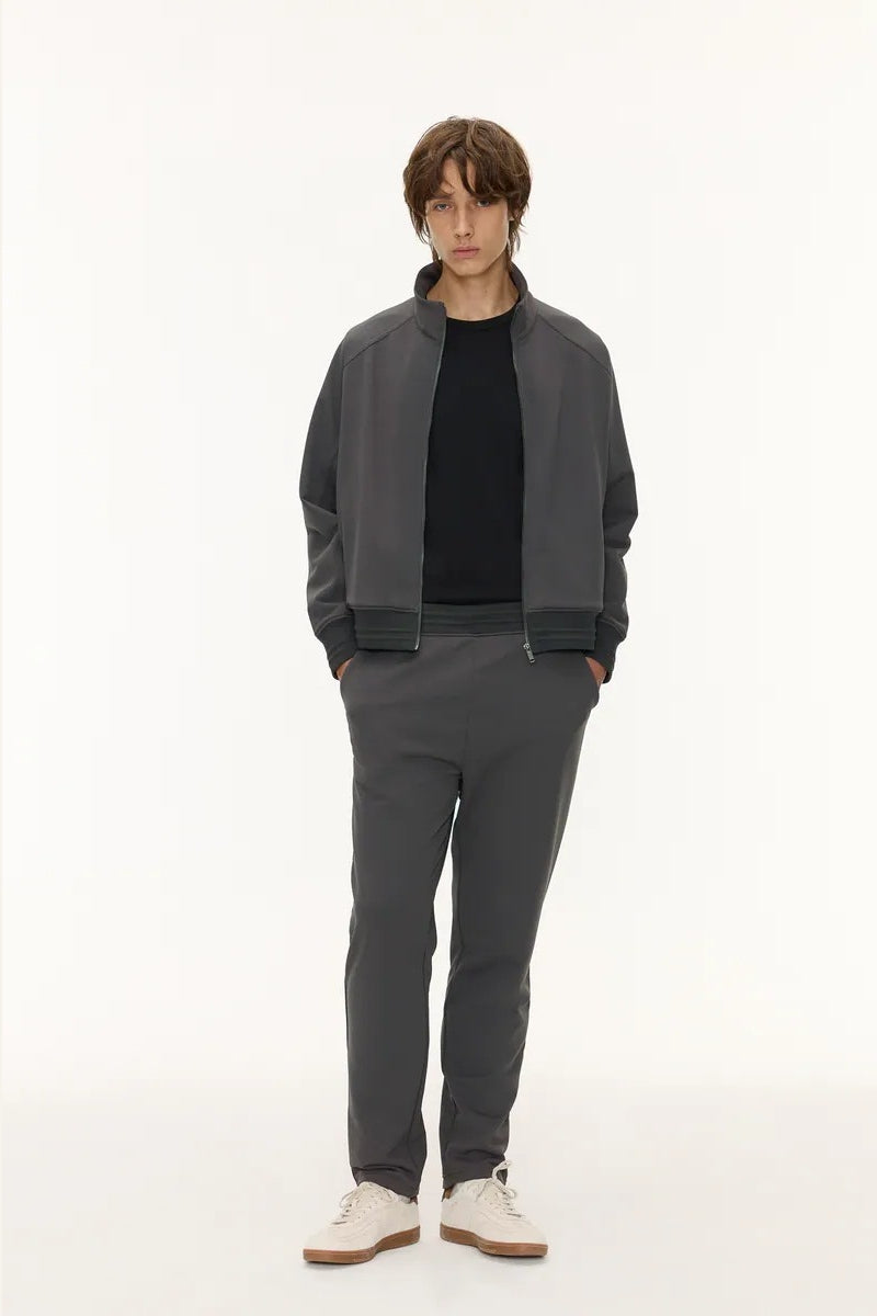 Direct From Brand,FYNE, FYNE Dark Grey Performance Stand Collar Jacket, Grey, Large-54-TagL