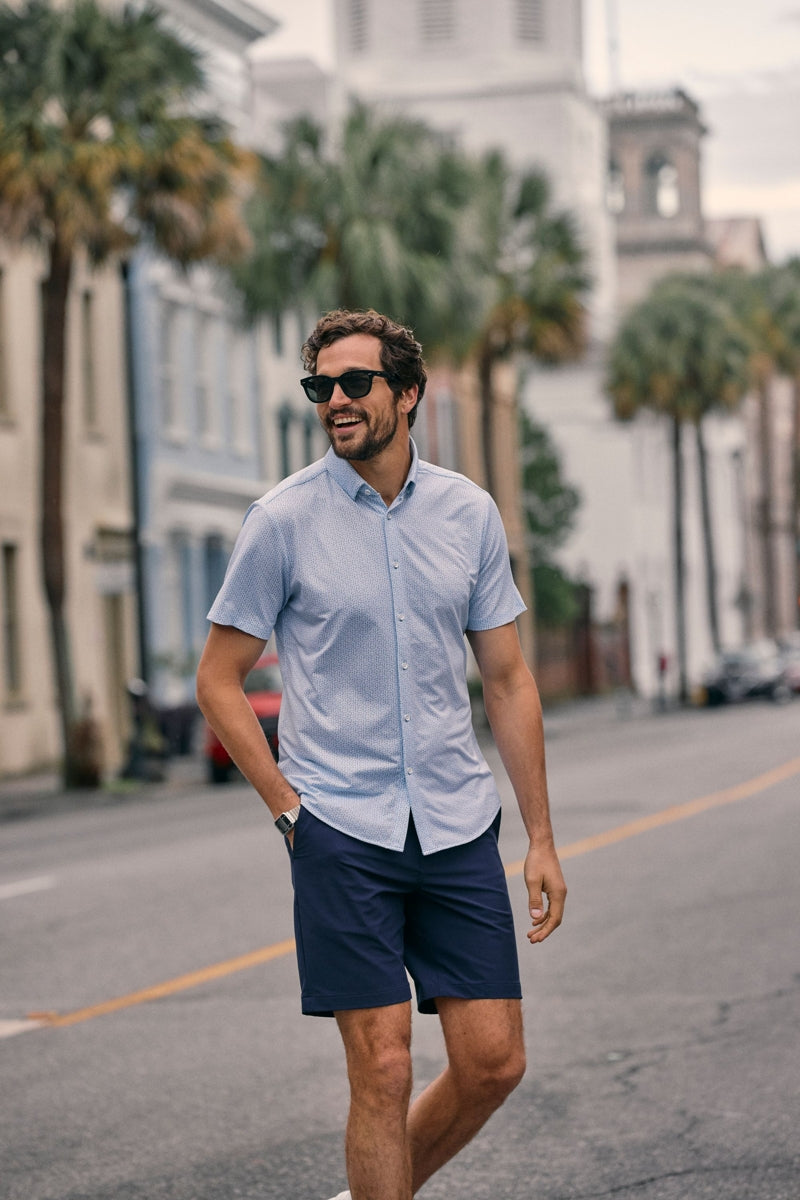 Wholesale,Mizzen + Main, Mizzen + Main Light Blue Circle Montage Classic Fit Shirt, Blue, Extra Extra Large-56-TagXXL