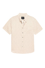 Rails Khaki Leaf Print Short Sleeve Linen Blend Shirt