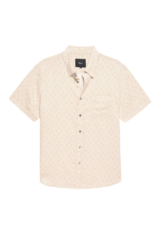 Rails Khaki Leaf Print Short Sleeve Linen Blend Shirt