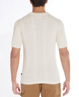 Civil Society Cream Cable Sweater Knit Short Sleeve Resort Shirt