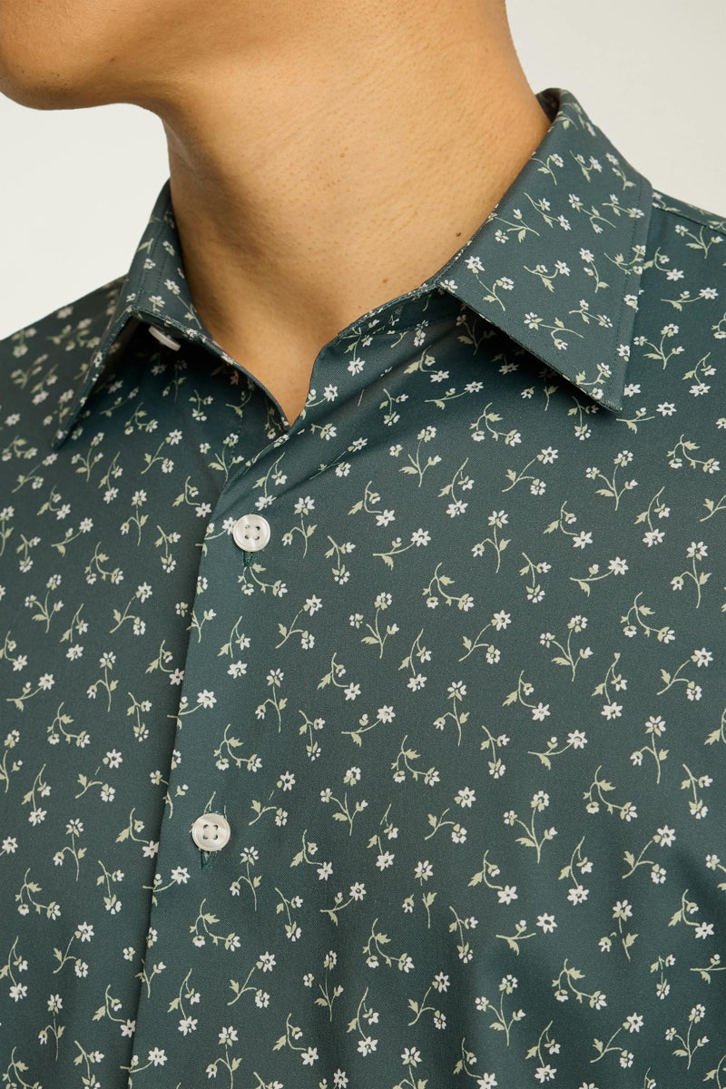 Wholesale,Bonobos, Bonobos Smoky Green Floral Print Slim Fit Shirt, Green, Medium-42-TagM