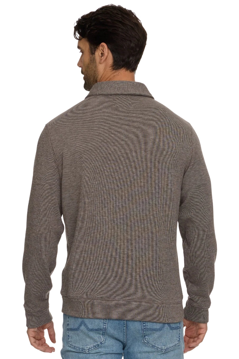 Wholesale,Flag & Anthem, Flag & Anthem Heather Brown Fleece Knit Polo, Grey, Medium-43-TagMLarge-46-TagL