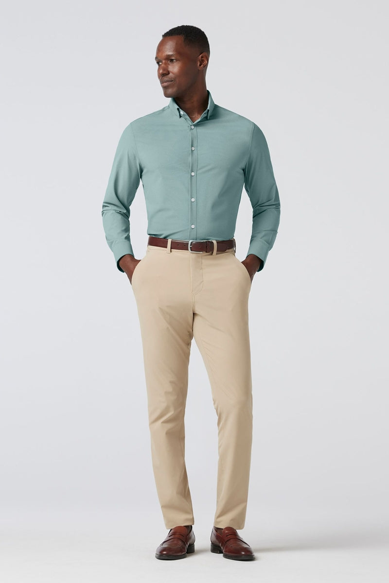 Wholesale,Mizzen + Main, Mizzen + Main Hunter Green Straton Houndstooth Trim Dress Shirt, Green, Large-46-TagL