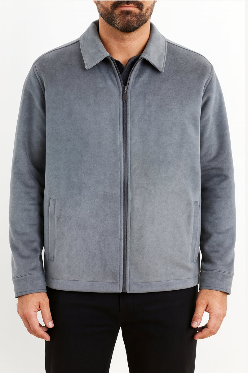 Wholesale,Nicoby Age of Wisdom, Nicoby Age of Wisdom Grey Suede Stretch Full Zip Jacket, Grey, Large-46-TagLExtra Large-50-TagXLExtra Extra Large-53-TagXXLSmall-41-TagSMedium-43-TagM