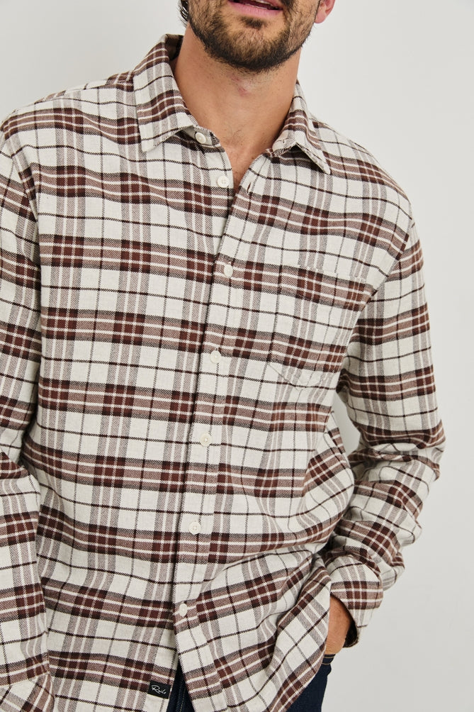 Wholesale,Rails, Rails Sandalwood Brushed Flannel Overshirt, Brown, Large-46-TagL