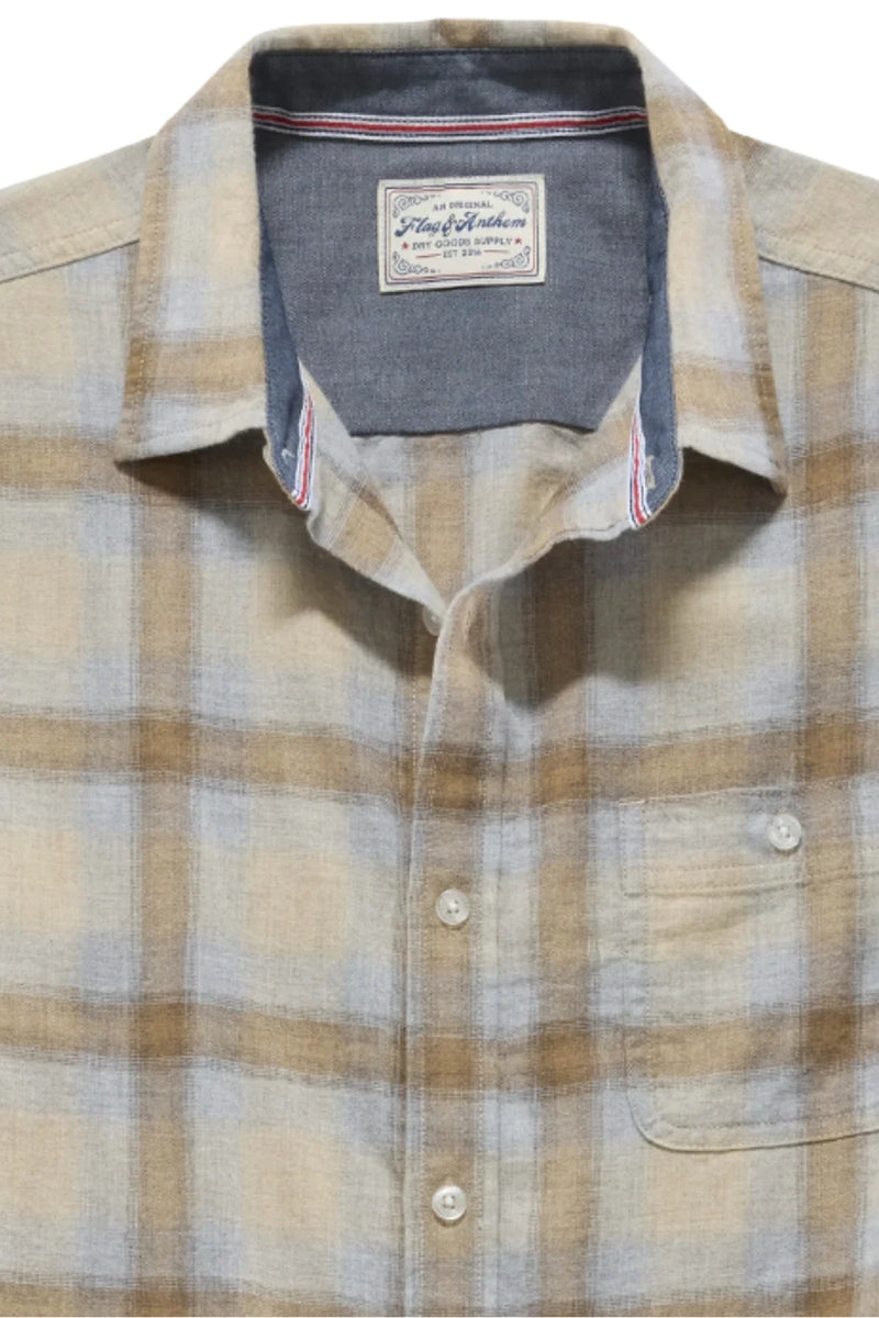 Wholesale,Flag & Anthem, Flag & Anthem Taupe/Grey Flannel Shirt, Tan, Medium-44-TagMLarge-47-TagLExtra Large-50-TagXL