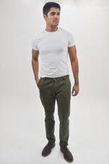 Suit Sartoria Olive Green Slim Fit Stretch Chino Pants