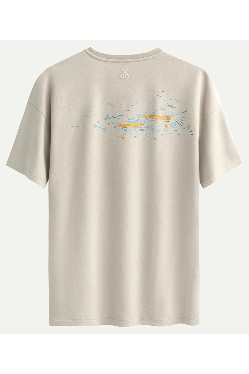 Wholesale,KAFT, KAFT Beige Surfboard Design Print T-Shirt, Tan, Extra Large-49-TagXL
