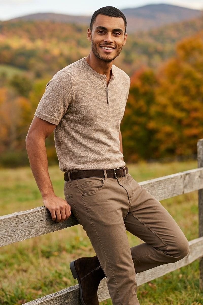 Wholesale,American Heritage, American Heritage Brown Melange 2 Tone Knit Henley, Brown, Small-42-TagSMedium-44-TagMLarge-46-TagLExtra Large-48-TagXLExtra Extra Large-50-TagXXLExtra Extra Extra Large-52-Tag3XL