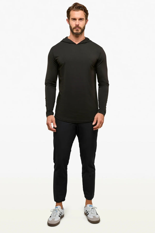 CUTS Black Curve-Hem Buttery Soft Hoodie