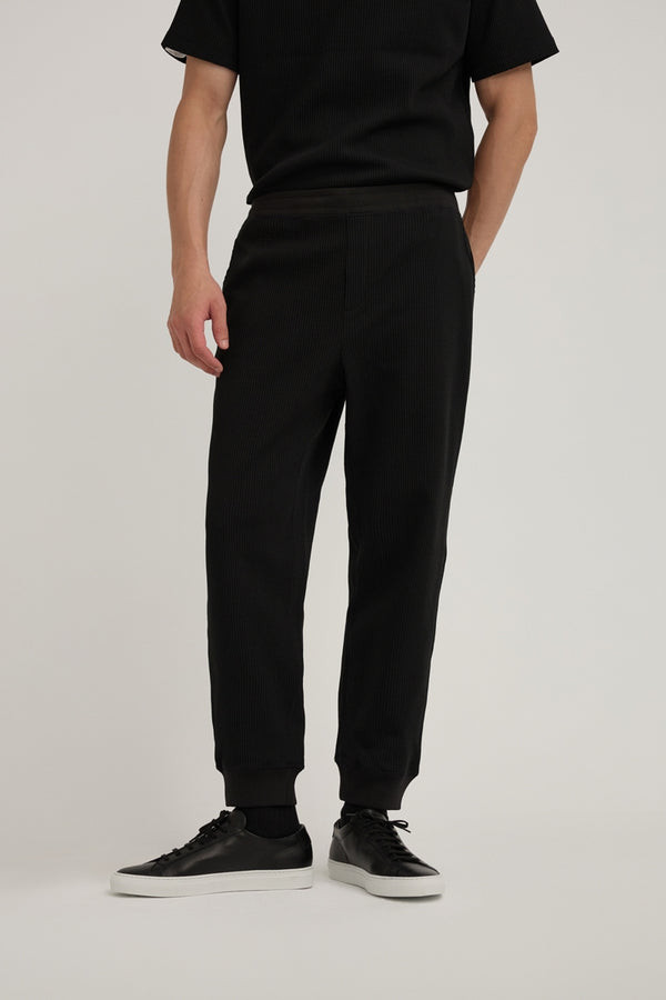 FYNE Black Knit Waffle Weave Joggers