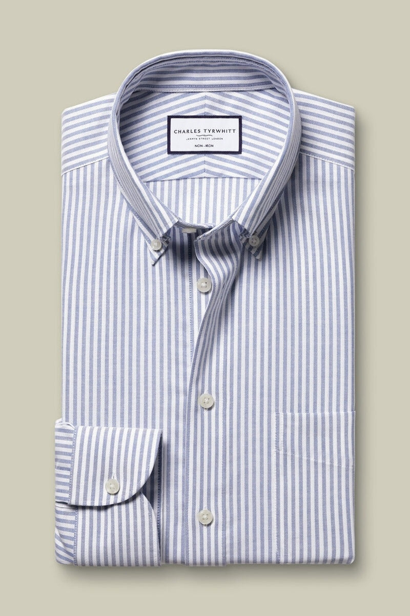Charles Tyrwhitt Mid Blue Stretch Oxford Stripe Shirt Taelor.Style Charles Tyrwhitt Mid Blue Stretch Oxford Stripe Shirt Taelor.Style
