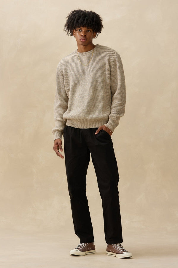 Kuwalla Marled Beige Knit Crewneck Sweater