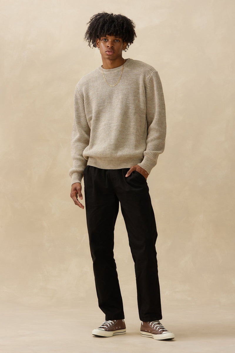 Wholesale,Kuwalla, Kuwalla Marled Beige Knit Crewneck Sweater, Tan, Large-46-TagM