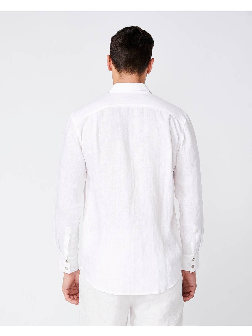 Faire,Merlino Street, Merlino Street White Linen Long Sleeve Button Shirt, White, Medium-43-TagM