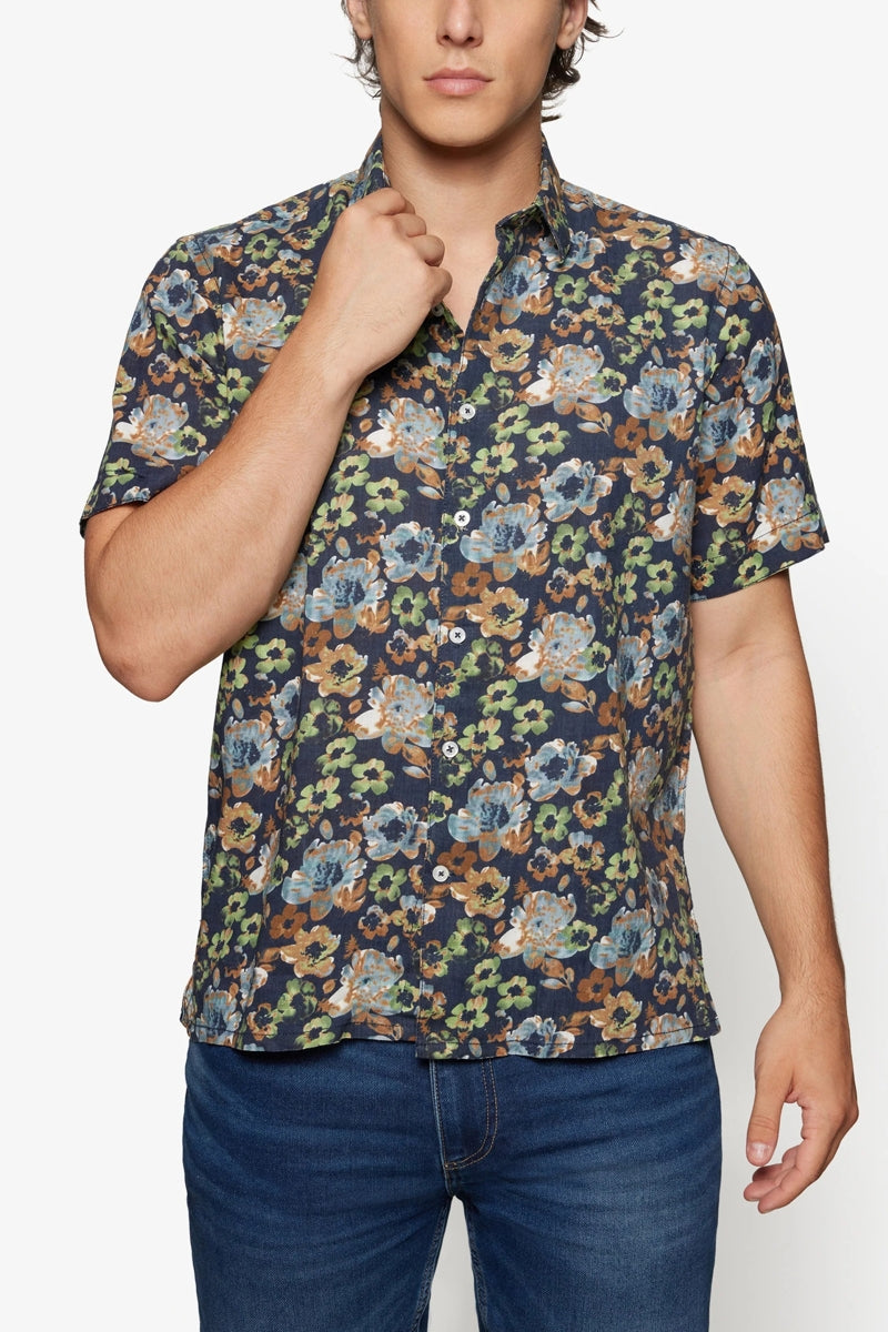 Wholesale,Signal Clothing, Signal Clothing Blue Multi Floral Print Shirt, Blue, Extra Large-48-TagXL