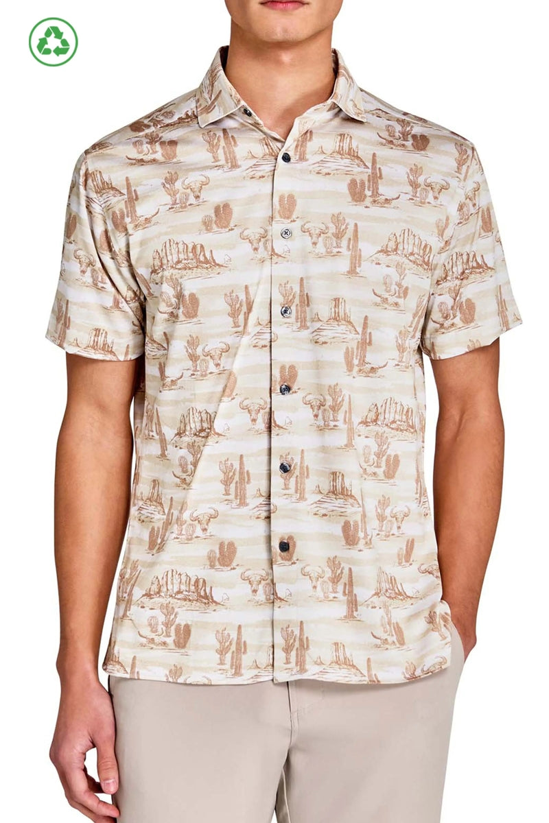 Faire,CON.STRUCT, CON.STRUCT Sandstone Desert Print Performance Recycled Shirt, Tan, Medium-44-TagM