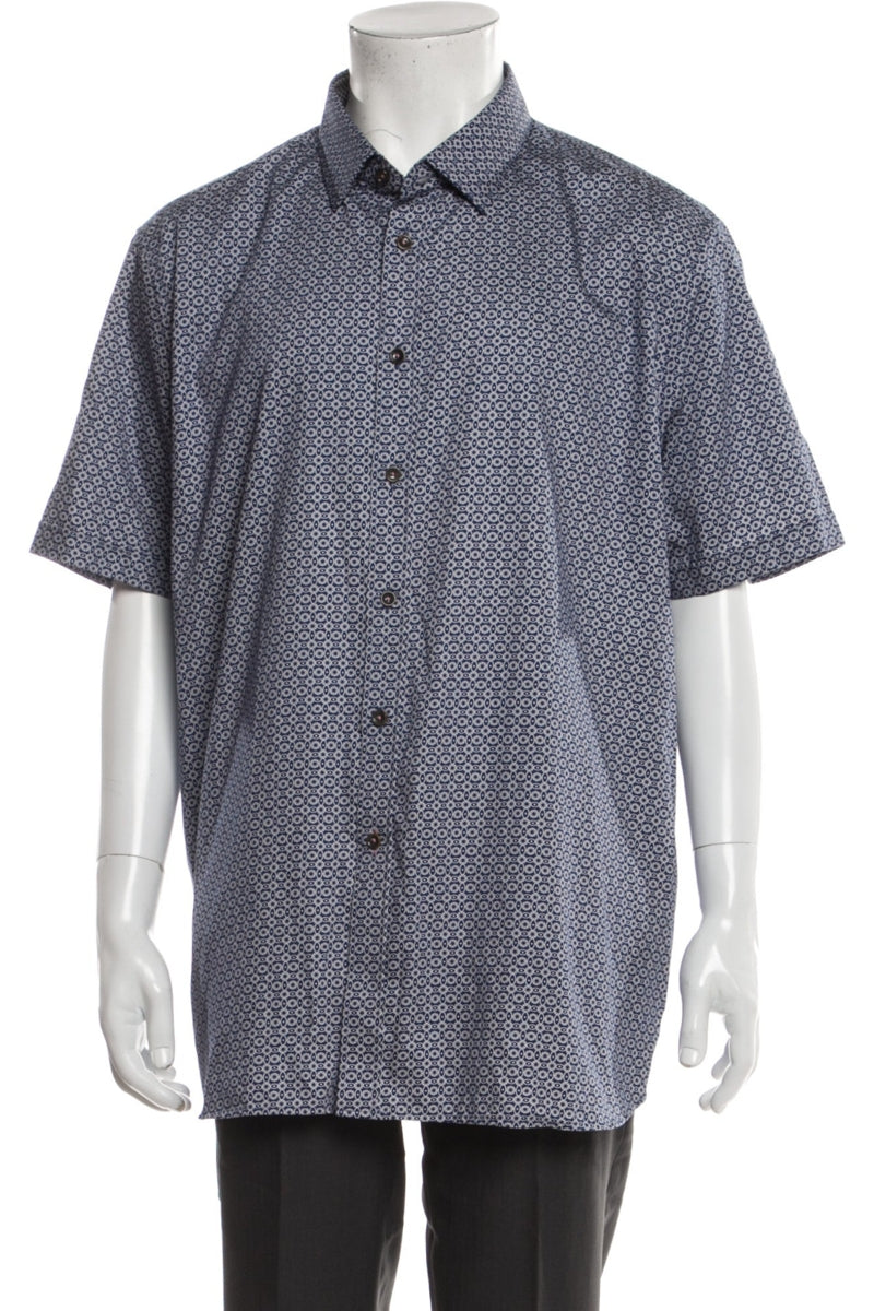 RealReal,Ted Baker, Ted Baker Blue Geo Short Sleeve Shirt, Blue, Extra Large-49-TagXL