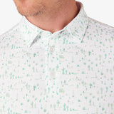 Mizzen + Main White Cacti Print Moisture-wicking Antimicrobial Tech Classic Fit Versa Polo