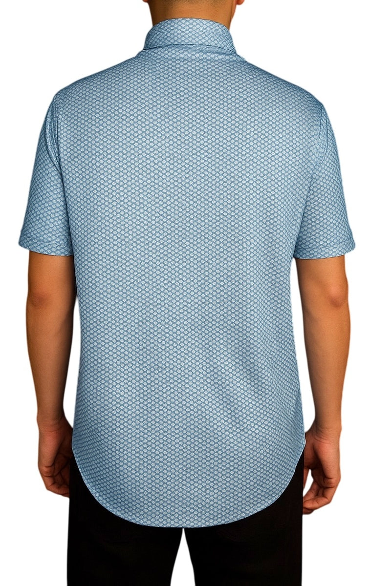 Wholesale,Nicoby Age of Wisdom, Nicoby Age of Wisdom Sky Blue Geo Print Performance Shirt, Blue, Small-40-TagSMedium-42-TagMLarge-45-TagLExtra Large-48-TagXLExtra Extra Large-51-TagXXL