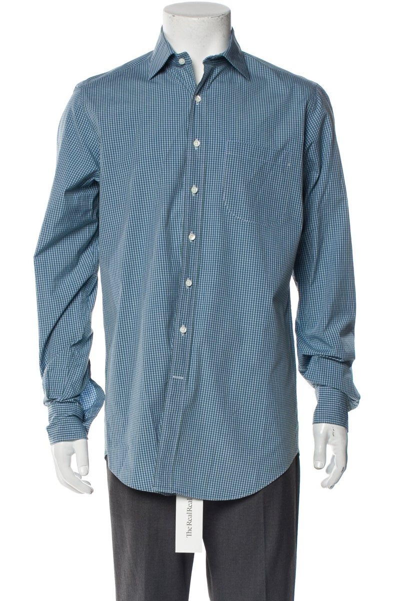 RealReal,Sid Mashburn, Sid Mashburn Green Plaid Print Long Sleeve Dress Shirt, Green, Medium-44-TagM