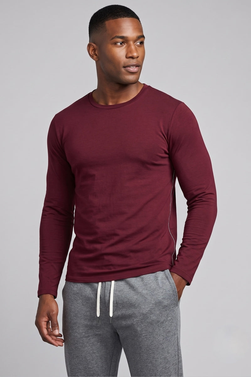 Other,M.SINGER, M.SINGER Maroon Tillman Crewneck T-Shirt, Red, Medium-40-TagMLarge-42-TagL