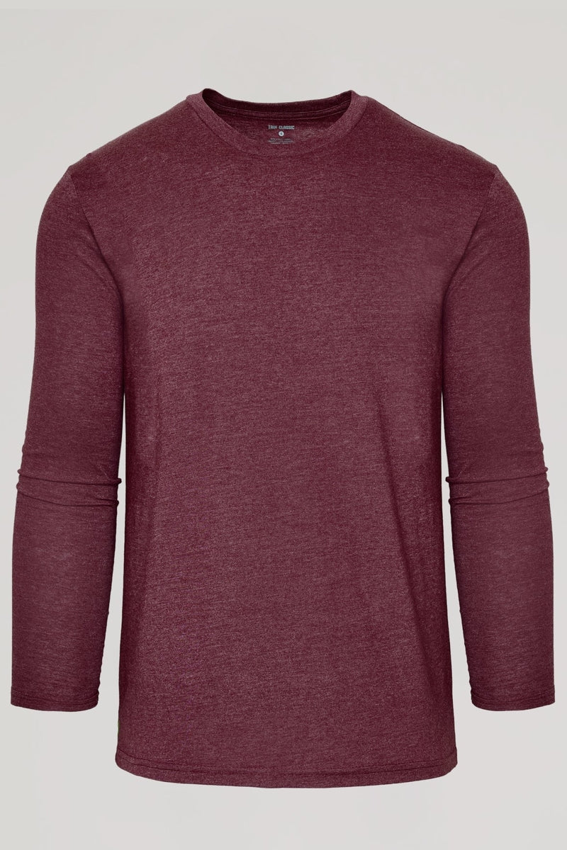 Faire,True Classic, True Classic Heather Burgundy Long Sleeve T-Shirt, Red, Large-43-TagL