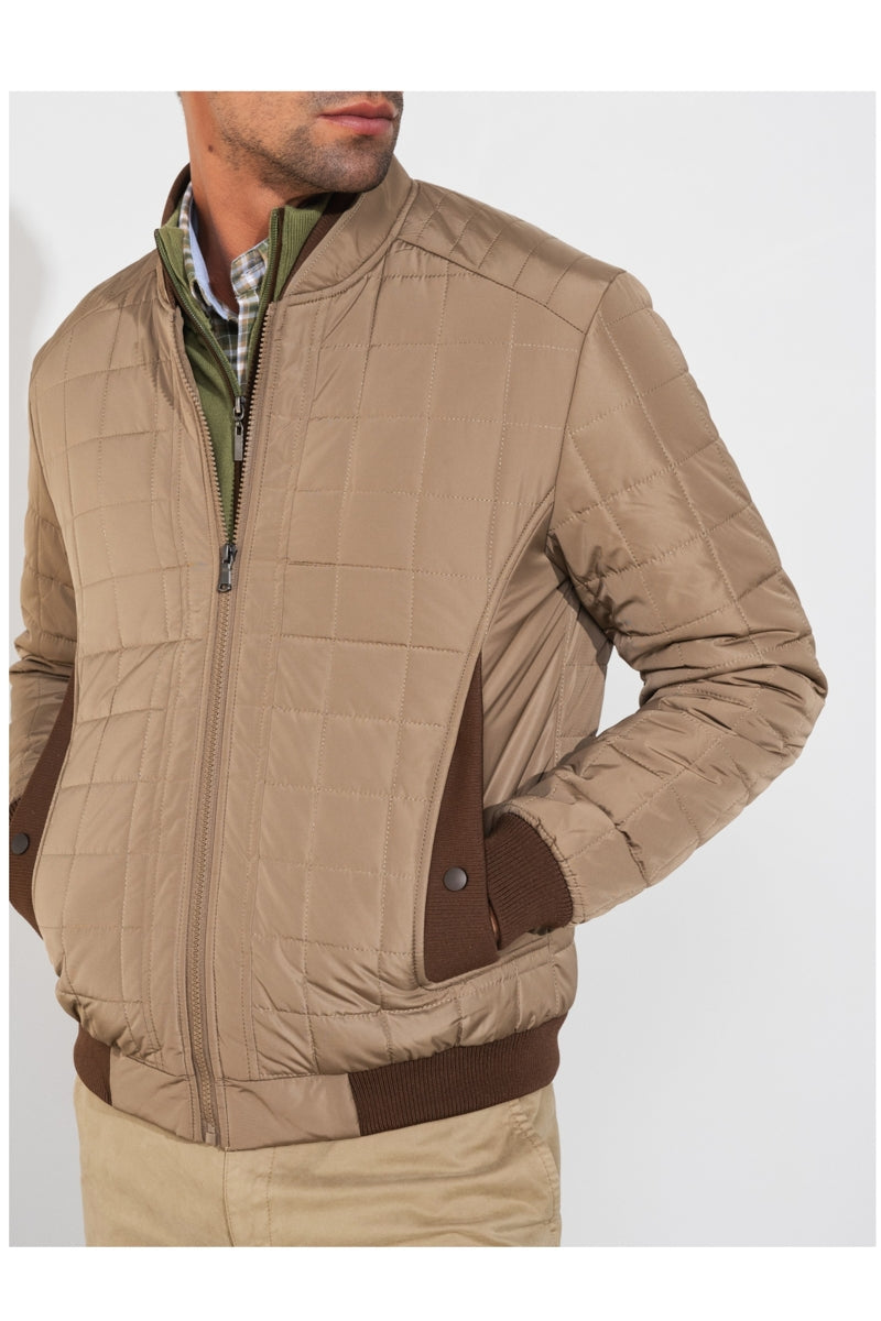 Faire,SMF, SMF Tan with Brown Contrast Padded Jacket, Tan, Large-44-TagL