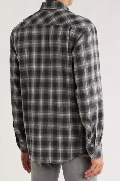 Wholesale,James Campbell, James Campbell Black/White Brushed Plaid Overshirt, Black, Medium-43-TagM