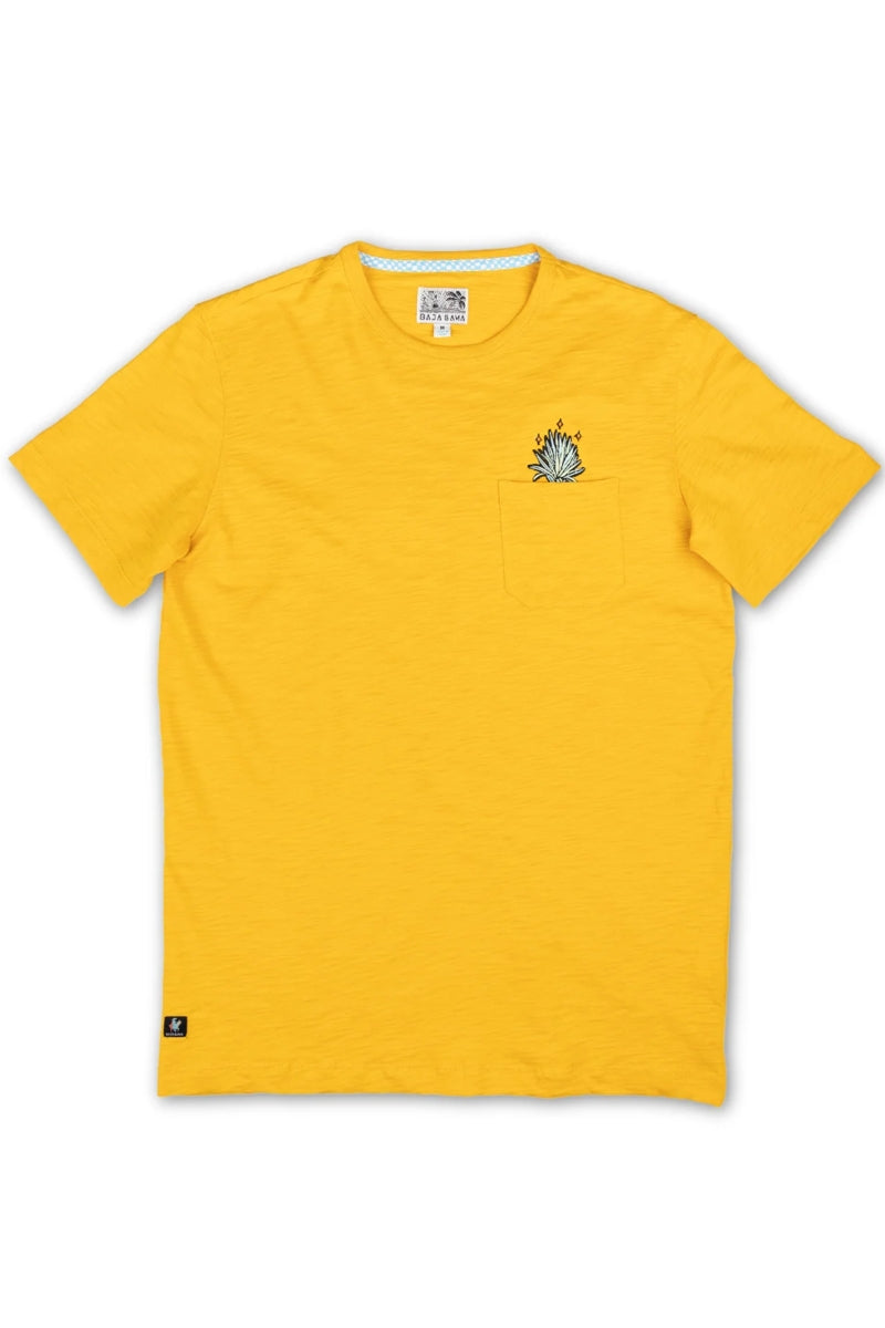 Wholesale,Baja Llama, Baja Llama Mustard Agave Embroidered Slub Pima Tee, Yellow, Small-39-TagS