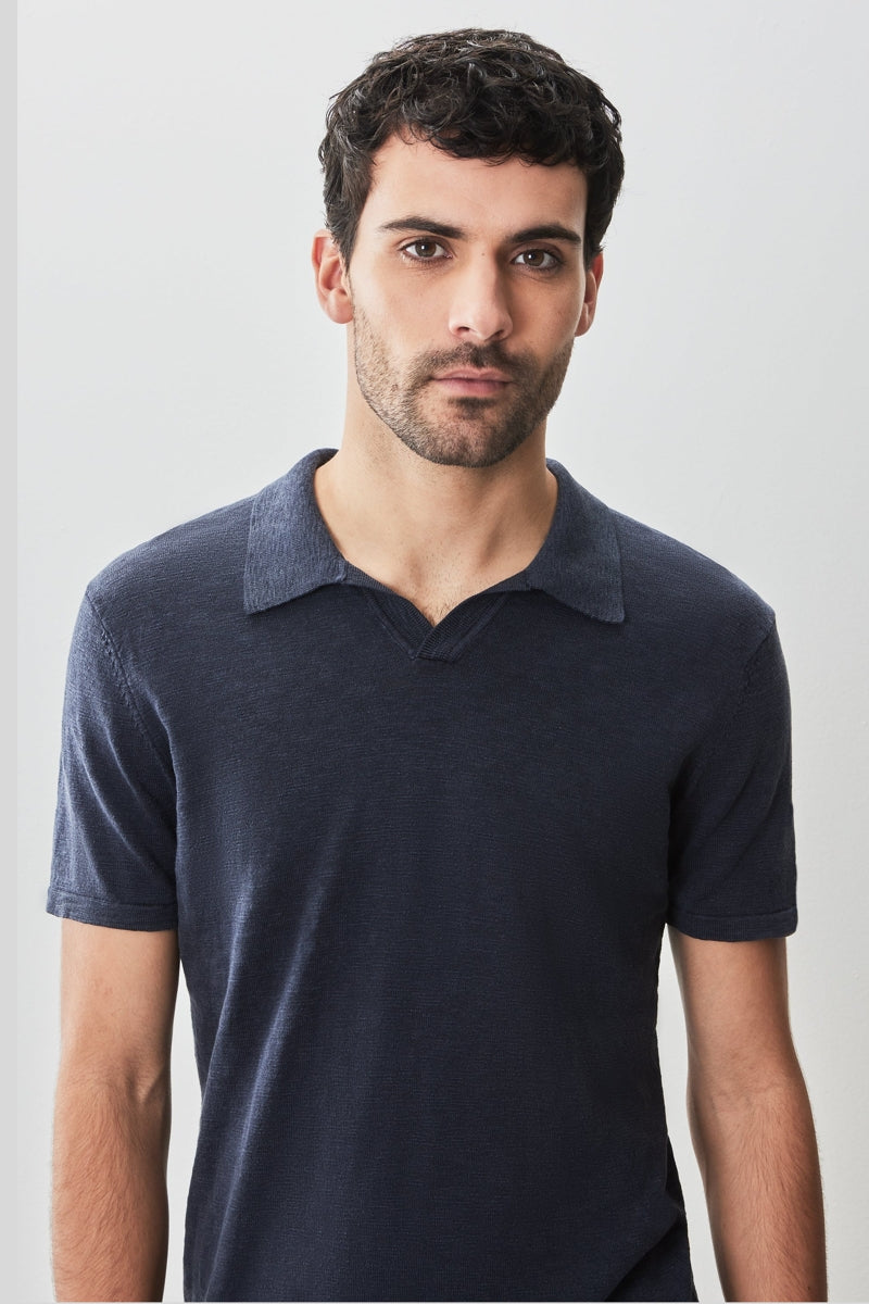 Wholesale,Robert Barakett, Robert Barakett Navy Luxurious Sweater Knit Polo, Blue, Extra Large-46-TagXL