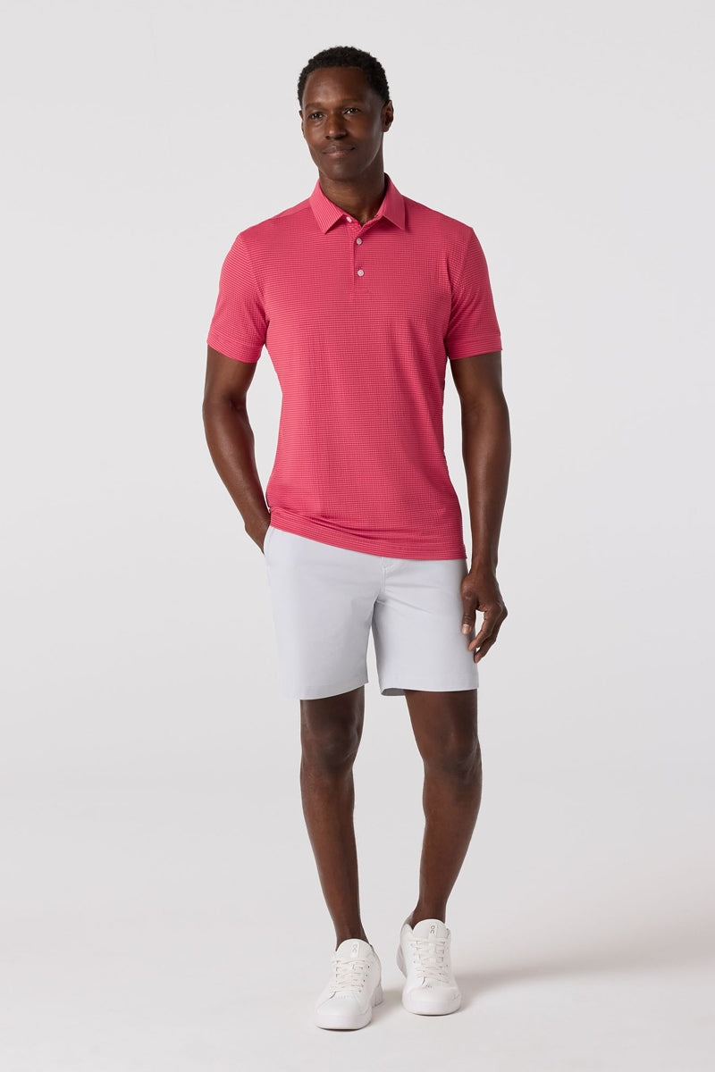 Wholesale,Mizzen + Main, Mizzen + Main Red Seersucker Textured Knit Trim Fit Polo, Red, Large-45-TagL