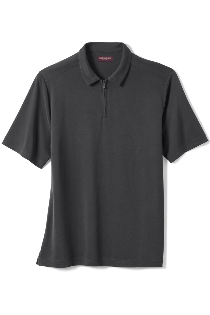Wholesale,Johnston & Murphy, Johnston & Murphy Black Vintage Birdseye Zip Polo, Black, Extra Large-50-TagXL