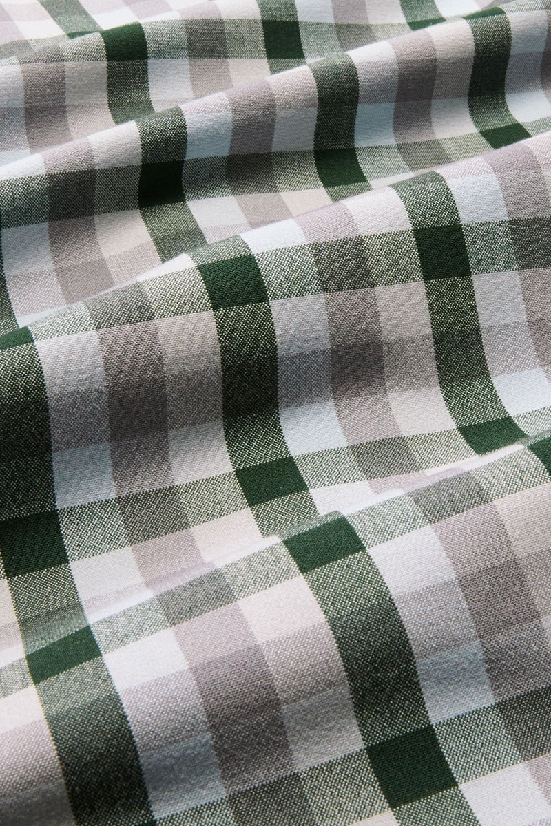 Mizzen + Main Green/Grey Multi Check Trim Flannel Shirt