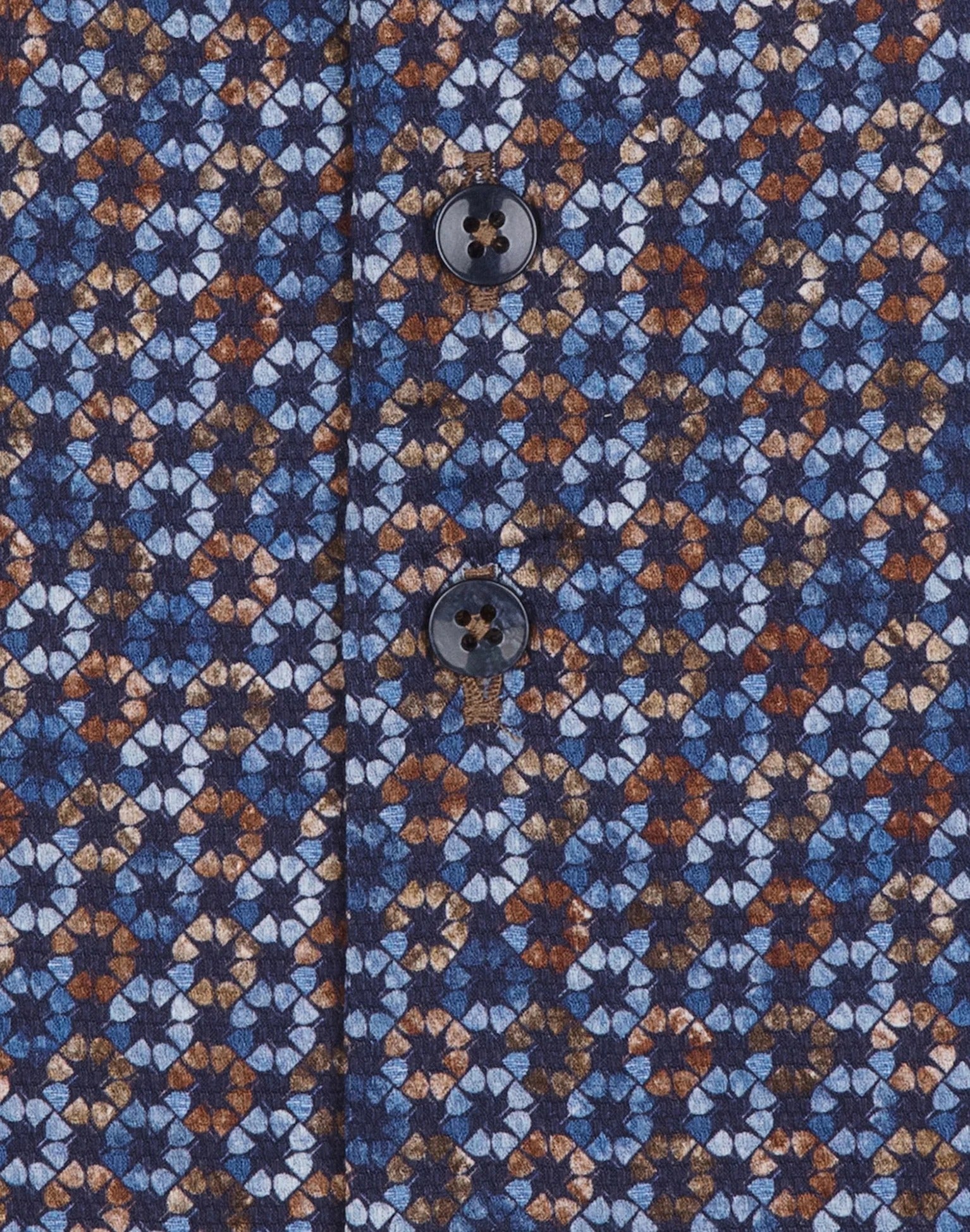 Brand Partner,R2 Amsterdam, R2 Amsterdam Blue Geo Cup Print Cotton Long Sleeve Button Up Shirt, Blue, Medium-44-Tag41