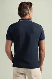 Brand Partner,HyperNatural, HyperNatural Midnight Navy Oak Hill Tipped Slim Fit Micro-Pique Polo with Hyper-Cool Jade, Blue, Medium-39-TagM