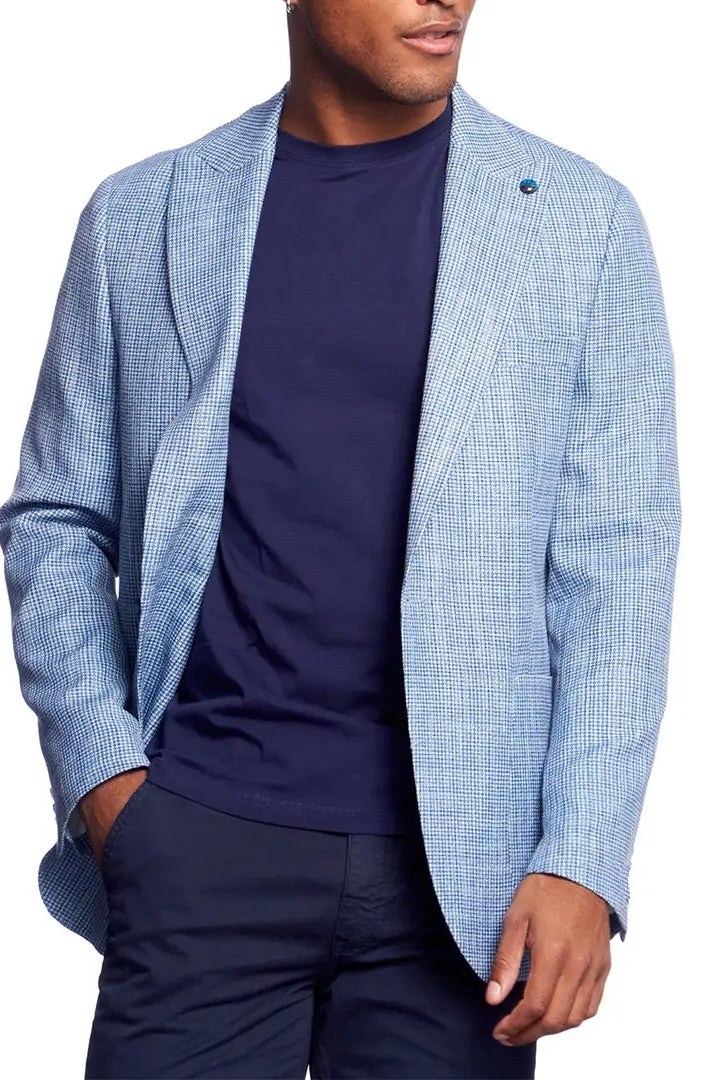 Wholesale,Eight X, Eight X Blue Houndstooth Patterned Blazer, Blue, Extra Large-46-Tag46Extra Extra Large-48-Tag48