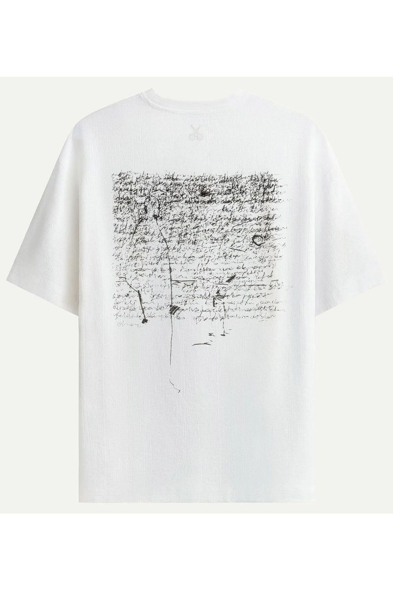 Wholesale,KAFT, KAFT Off White Sketch Design Textured T-Shirt, White, Medium-47-TagM