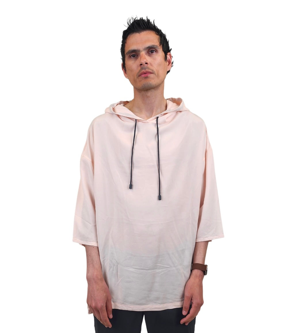 Wholesale,Reese De Luca, Reese De Luca Apricot Drop Shoulder Qtr Sleeve Tencel Hoodie, Orange, Large-48-TagM