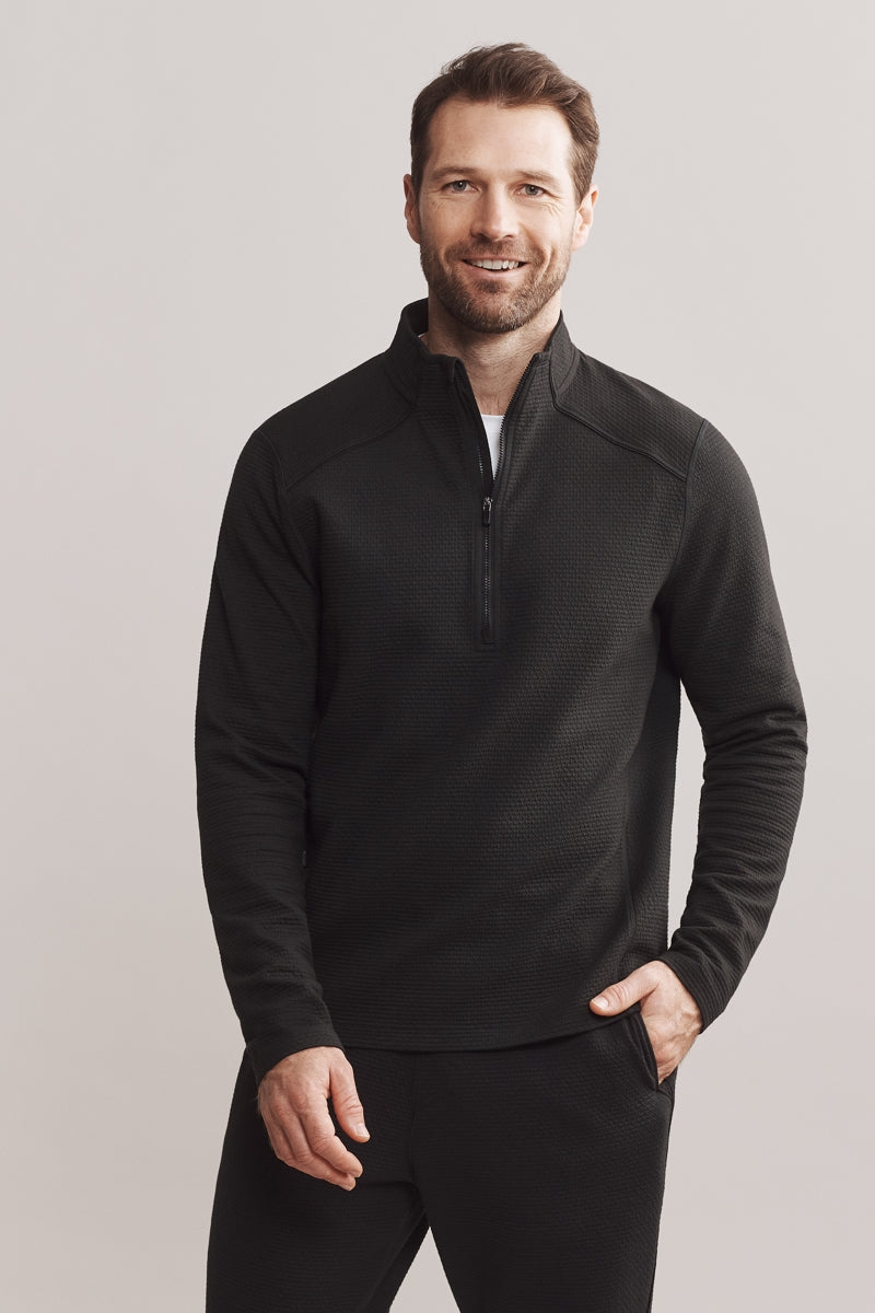 Wholesale,Rhone, Rhone Black Tech 1/2 Zip Textured Stretch Pullover, Black, Small-40-TagS