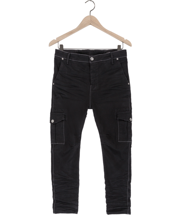 Reese De Luca Black Stretch Twill Cargo Pants