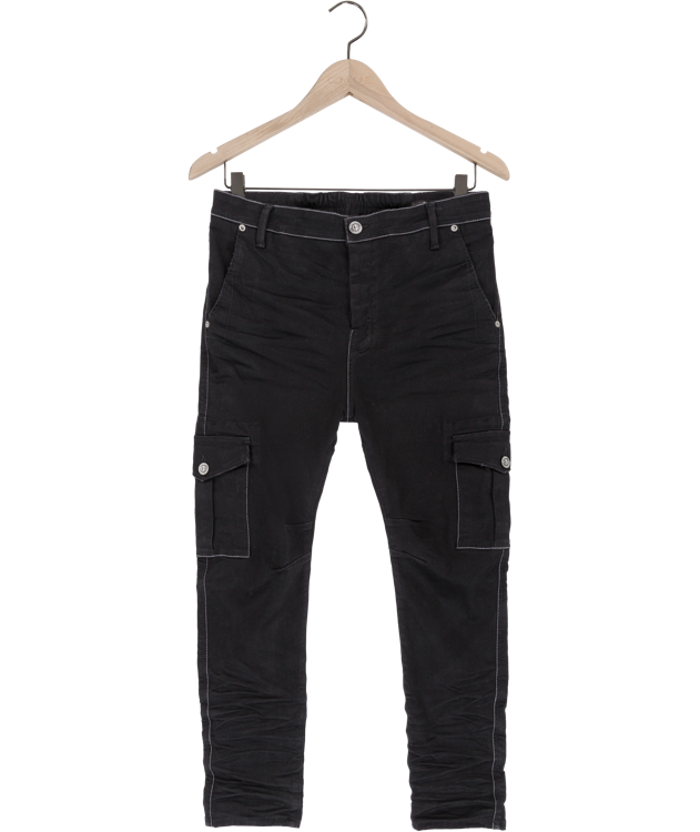 Reese De Luca Black Stretch Twill Cargo Pants