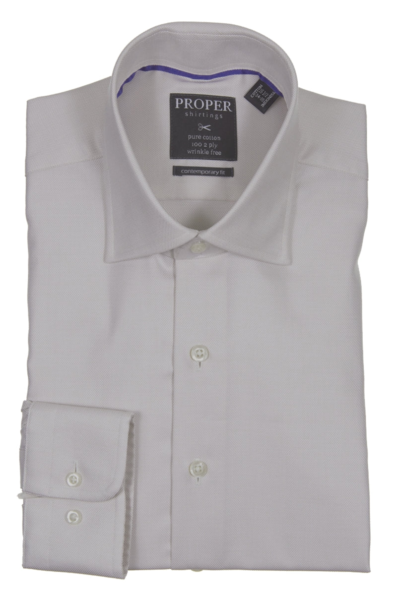 Direct From Brand,Proper Sport, Proper Sport Grey Pure Cotton Contemporary Fit Dress Shirt, Grey, Medium-43-Tag15.5
