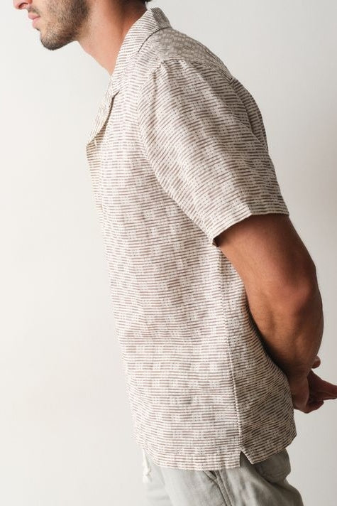 Wholesale,Marine Layer, Marine Layer Natural/Brown Check Dobby Textured Resort Shirt, Cream, Small-41-TagSMedium-44-TagMLarge-46-TagL