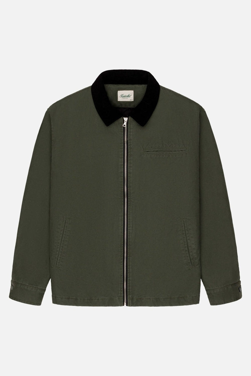 Kuwalla Olive Jacket with Black Corduroy Collar