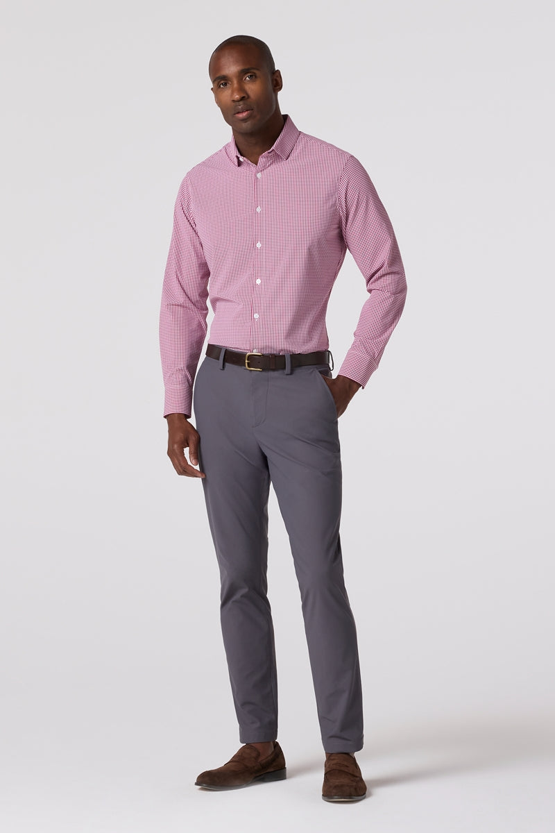 Wholesale,Mizzen + Main, Mizzen + Main Mulberry Gingham Trim Dress Shirt, Purple, Large-46-TagL